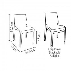 CADEIRA PLASTICA MONOBLOCO ALICE BRANCA SATINADA