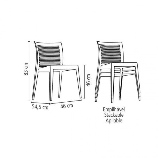 CADEIRA PLASTICA MONOBLOCO VICTORIA PRETA ENCOSTO VAZADO HORIZONTAL