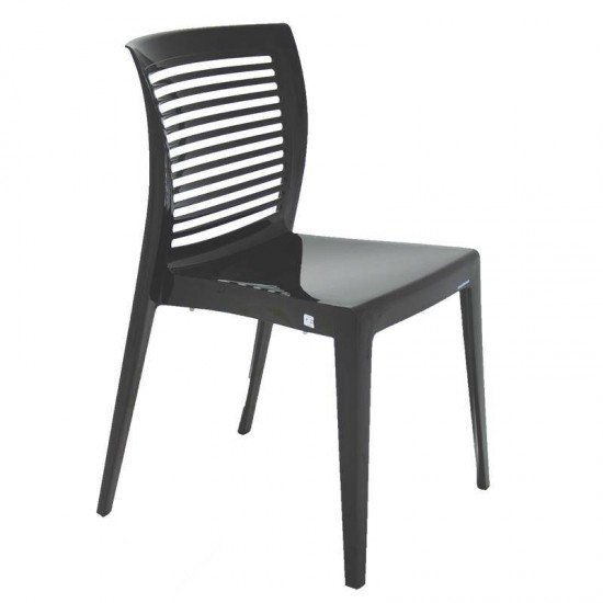 CADEIRA PLASTICA MONOBLOCO VICTORIA PRETA ENCOSTO VAZADO HORIZONTAL