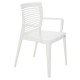 CADEIRA PLASTICA MONOBLOCO COM BRACOS VICTORIA BRANCA ENCOSTO VAZADO HORIZONTAL