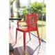 CADEIRA PLASTICA MONOBLOCO COM BRACOS VICTORIA VERMELHA ENCOSTO VAZADO HORIZONTAL