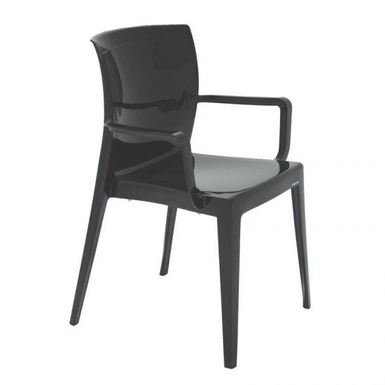 CADEIRA PLASTICA MONOBLOCO COM BRACOS VICTORIA PRETA