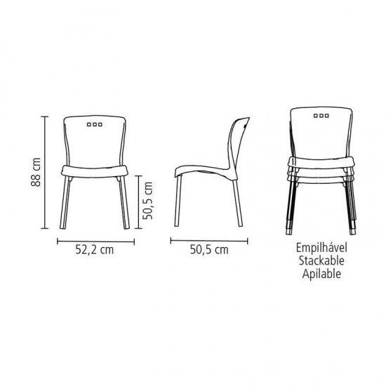 CADEIRA PLASTICA MONA BRANCA COM PERNAS DE ALUMINIO ANODIZADAS