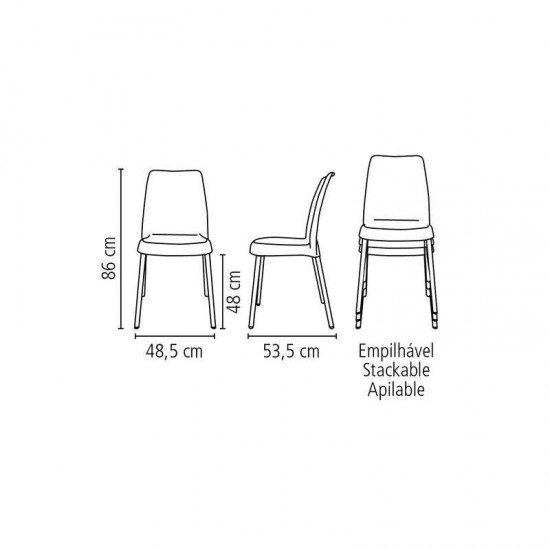 CADEIRA PLASTICA VANDA PRETA COM PERNAS DE ALUMINIO ANODIZADAS