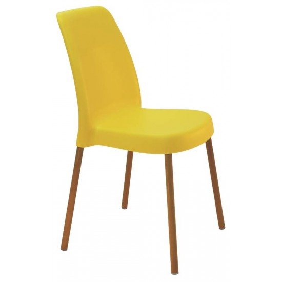 CADEIRA VANDA LINHEIRO SUMMA EM POLIPROPILENO AMARELO COM BASE EM ALUMINIO TRAMONTINA