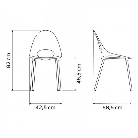 CADEIRA TRAMONTINA ELISA EM POLIPROPILENO MARROM COM PERNAS DE ALUMÍNIO ANODIZADO