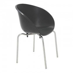 CADEIRA  PLASTICA ELENA PRETA COM PERNAS DE ALUMINIO POLIDAS TRAMONTINA