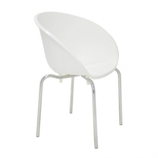 CADEIRA PLASTICA ELENA BRANCA COM PERNAS DE ALUMINIO POLIDAS TRAMONTINA