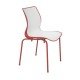 CADEIRA PLASTICA MAJA BI-COLOR VERMELHA E BRANCA COM PERNAS DE ACO VERMELHA