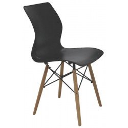 CADEIRA MAJA UNICOLOR 3D EM POLIPROPILENO PRETO COM BASE EM MADEIRA FAIA TRAMONTINA