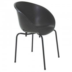 CADEIRA  PLASTICA ELENA PRETA COM PERNAS DE ACO PRETA