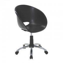CADEIRA PLASTICA ELENA PRETA COM RODIZIO EM ACO CROMADO