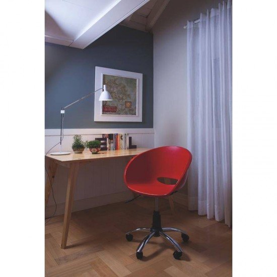 CADEIRA PLASTICA ELENA BRANCA COM RODIZIO EM ACO CROMADO