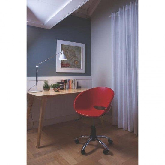 CADEIRA PLASTICA ELENA VERMELHA COM RODIZIO EM ACO CROMADO