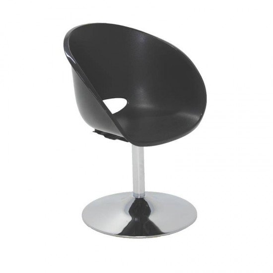 CADEIRA PLASTICA ELENA PRETA COM BASE CENTRAL EM ACO CROMADO