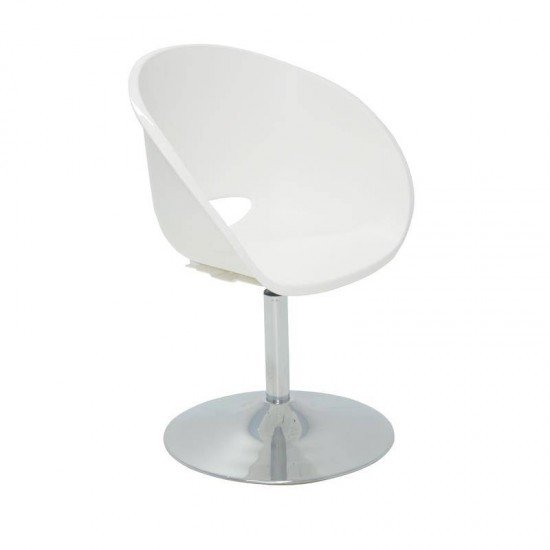 CADEIRA PLASTICA ELENA BRANCA COM BASE CENTRAL EM ACO CROMADO