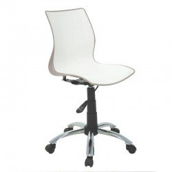 CADEIRA PLASTICA MAJA BI-COLOR CAMURCA E BRANCA COM RODIZIO EM ACO CROMADO