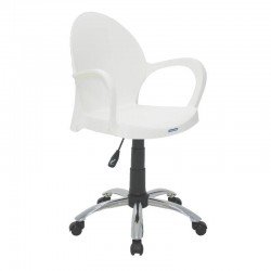 CADEIRA PLASTICA COM BRACOS GRACE BRANCA COM RODIZIO EM ACO INOX