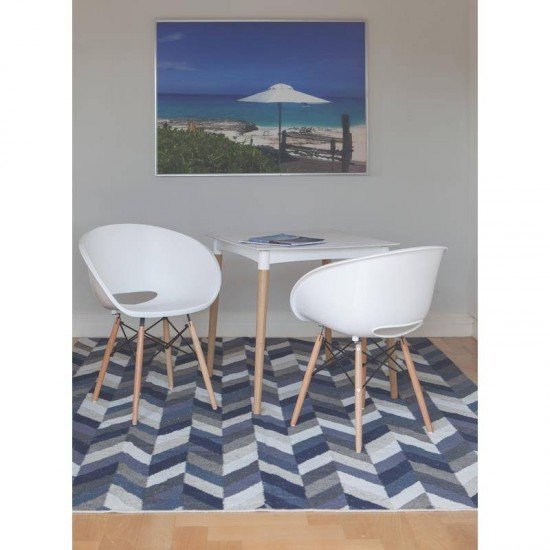 CADEIRA PLASTICA ELENA BRANCA COM BASE 3-D EM ACO E MADEIRA