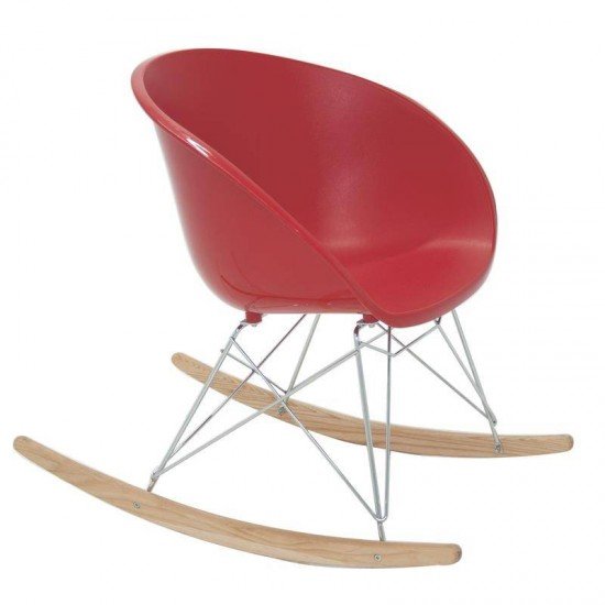 CADEIRA PLASTICA ELENA VERMELHA COM BASE BALAN O EM ACO E MADEIRA