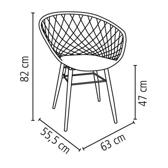 CADEIRA PLASTICA SIDERA PRETA COM BASE DE ACO PRETA E PES DE MADEIRA