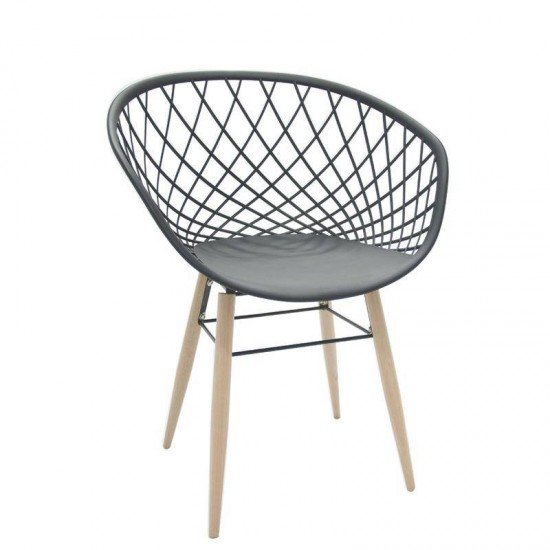 CADEIRA PLASTICA SIDERA PRETA COM BASE DE ACO PRETA E PES DE MADEIRA