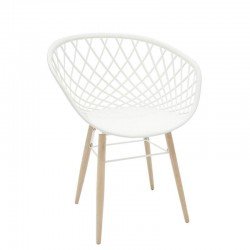 CADEIRA PLASTICA SIDERA BRANCA COM BASE DE ACO BRANCA E PES DE MADEIRA