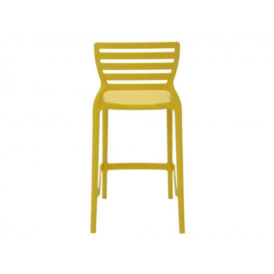 CADEIRA PLASTICA MONOBLOCO SOFIA AMARELA ENCOSTO VAZADO HORIZONTAL BAR E RESIDENCIA TRAMONTINA