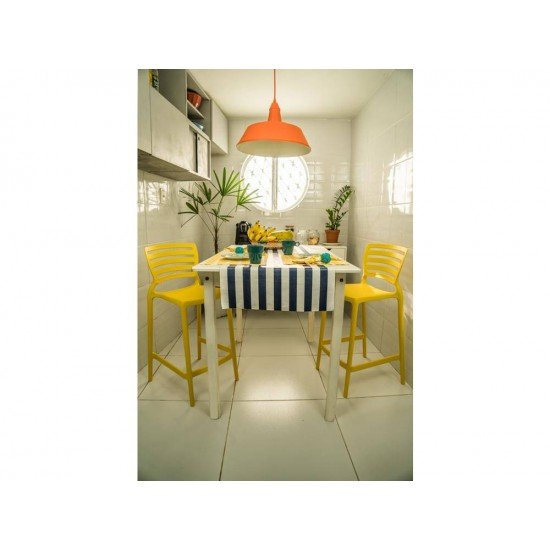 CADEIRA PLASTICA MONOBLOCO SOFIA AMARELA ENCOSTO VAZADO HORIZONTAL BAR E RESIDENCIA TRAMONTINA