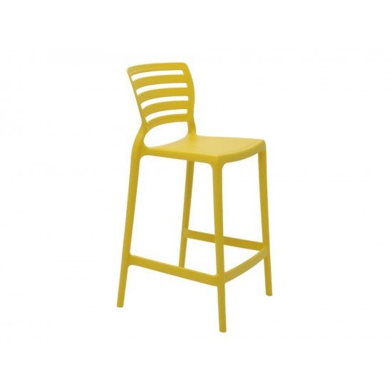 CADEIRA PLASTICA MONOBLOCO SOFIA AMARELA ENCOSTO VAZADO HORIZONTAL BAR E RESIDENCIA TRAMONTINA