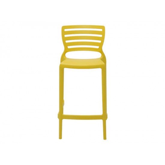 CADEIRA PLASTICA MONOBLOCO SOFIA AMARELA ENCOSTO VAZADO HORIZONTAL BAR E RESIDENCIA TRAMONTINA
