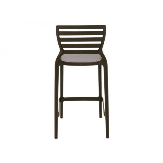 CADEIRA PLASTICA MONOBLOCO SOFIA MARROM ENCOSTO VAZADO HORIZONTAL BAR E RESIDENCIA TRAMONTINA