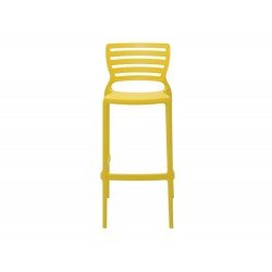 CADEIRA PLASTICA MONOBLOCO SOFIA AMARELA ENCOSTO VAZADO HORIZONTAL ALTA BAR TRAMONTINA