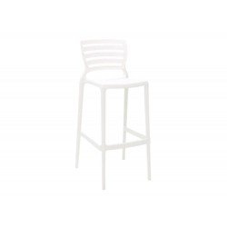 CADEIRA PLASTICA MONOBLOCO SOFIA BRANCA ENCOSTO VAZADO HORIZONTAL ALTA BAR TRAMONTINA