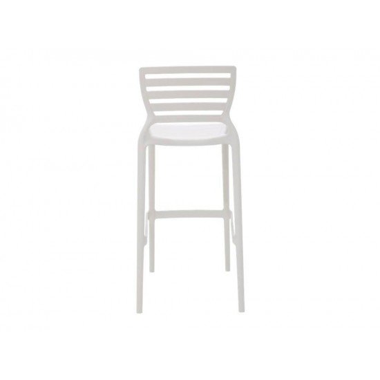 CADEIRA PLASTICA MONOBLOCO SOFIA BRANCA ENCOSTO VAZADO HORIZONTAL ALTA BAR TRAMONTINA