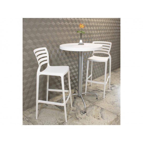 CADEIRA PLASTICA MONOBLOCO SOFIA BRANCA ENCOSTO VAZADO HORIZONTAL ALTA BAR TRAMONTINA