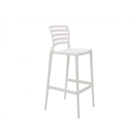 CADEIRA PLASTICA MONOBLOCO SOFIA BRANCA ENCOSTO VAZADO HORIZONTAL ALTA BAR TRAMONTINA