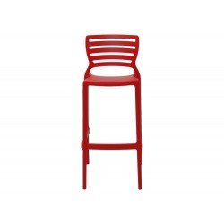 CADEIRA PLASTICA MONOBLOCO SOFIA VERMELHA ENCOSTO VAZADO HORIZONTAL ALTA BAR TRAMONTINA