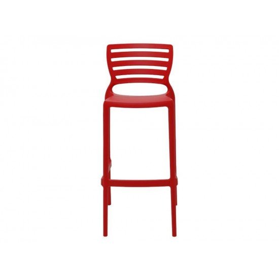 CADEIRA PLASTICA MONOBLOCO SOFIA VERMELHA ENCOSTO VAZADO HORIZONTAL ALTA BAR TRAMONTINA