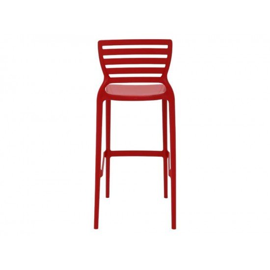 CADEIRA PLASTICA MONOBLOCO SOFIA VERMELHA ENCOSTO VAZADO HORIZONTAL ALTA BAR TRAMONTINA