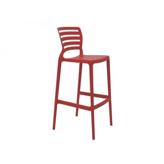 CADEIRA PLASTICA MONOBLOCO SOFIA VERMELHA ENCOSTO VAZADO HORIZONTAL ALTA BAR TRAMONTINA