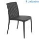 KIT 4 CADEIRAS PLASTICA MONOBLOCO ISABELLE PRETA TRAMONTINA