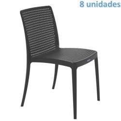 KIT 8 CADEIRAS PLASTICA MONOBLOCO ISABELLE PRETA TRAMONTINA