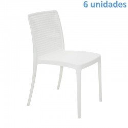 KIT 6 CADEIRAS PLASTICA MONOBLOCO ISABELLE BRANCA TRAMONTINA