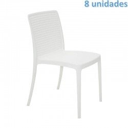 KIT 8 CADEIRAS PLASTICA MONOBLOCO ISABELLE BRANCA TRAMONTINA