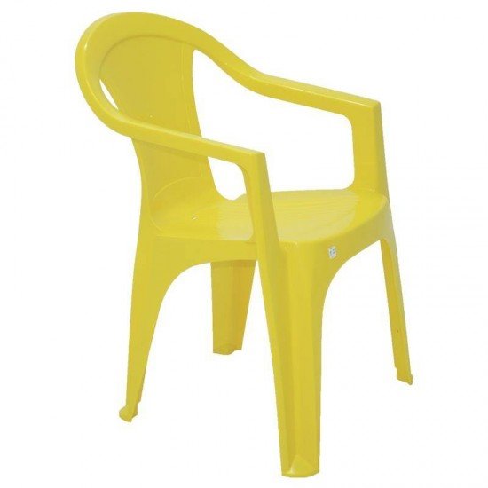 CADEIRA PLASTICA MONOBLOCO COM BRACOS ILHABELA AMARELA ENCOSTO FECHADO