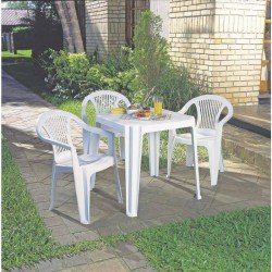 CADEIRA PLASTICA MONOBLOCO COM BRACOS GUARAPARI BRANCA