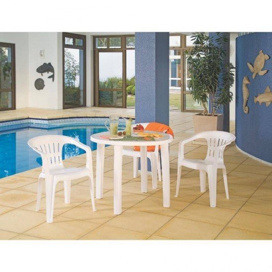 CADEIRA PLASTICA MONOBLOCO COM BRACOS ATALAIA AMARELA