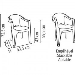 CADEIRA PLASTICA MONOBLOCO COM BRACOS IGUAPE BRANCA