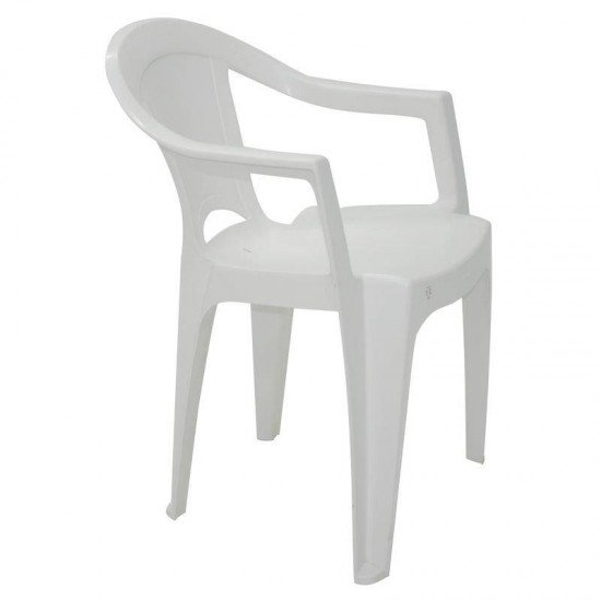 CADEIRA PLASTICA MONOBLOCO COM BRACOS ITAJUBA BRANCA